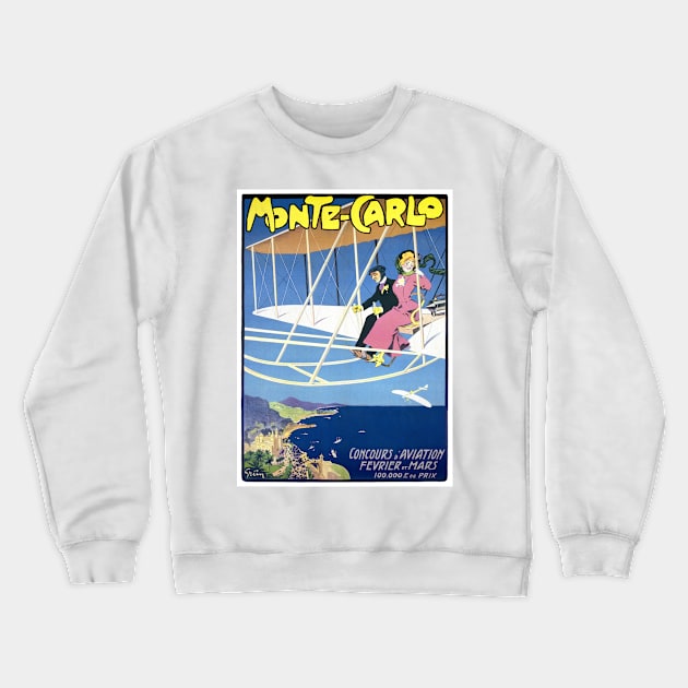 Vintage Travel Poster Monte Carlo Crewneck Sweatshirt by vintagetreasure